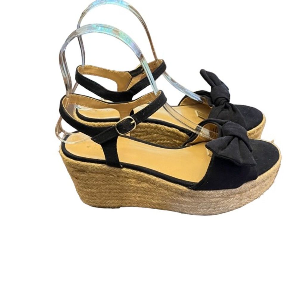 A New Day Ladies Navy Canvas Wedges with bow